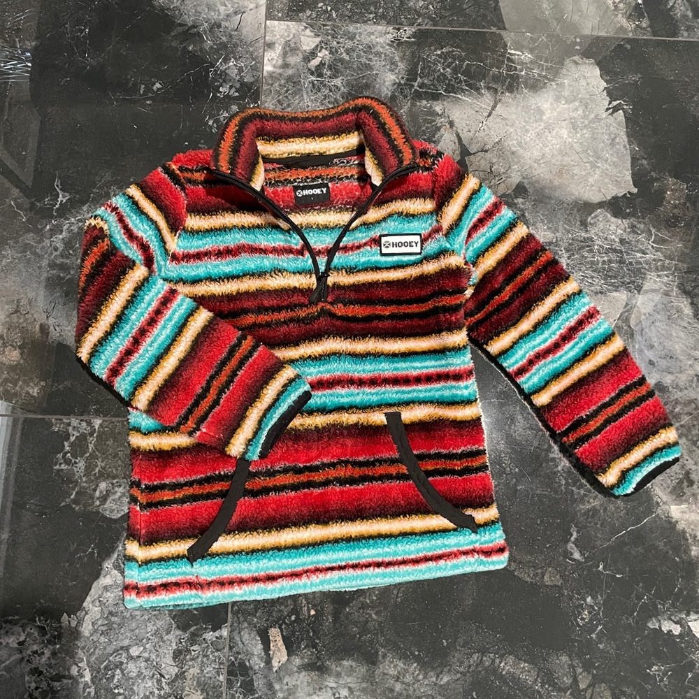 HOOEY Girls' Fleece Sweater, Red/Serape